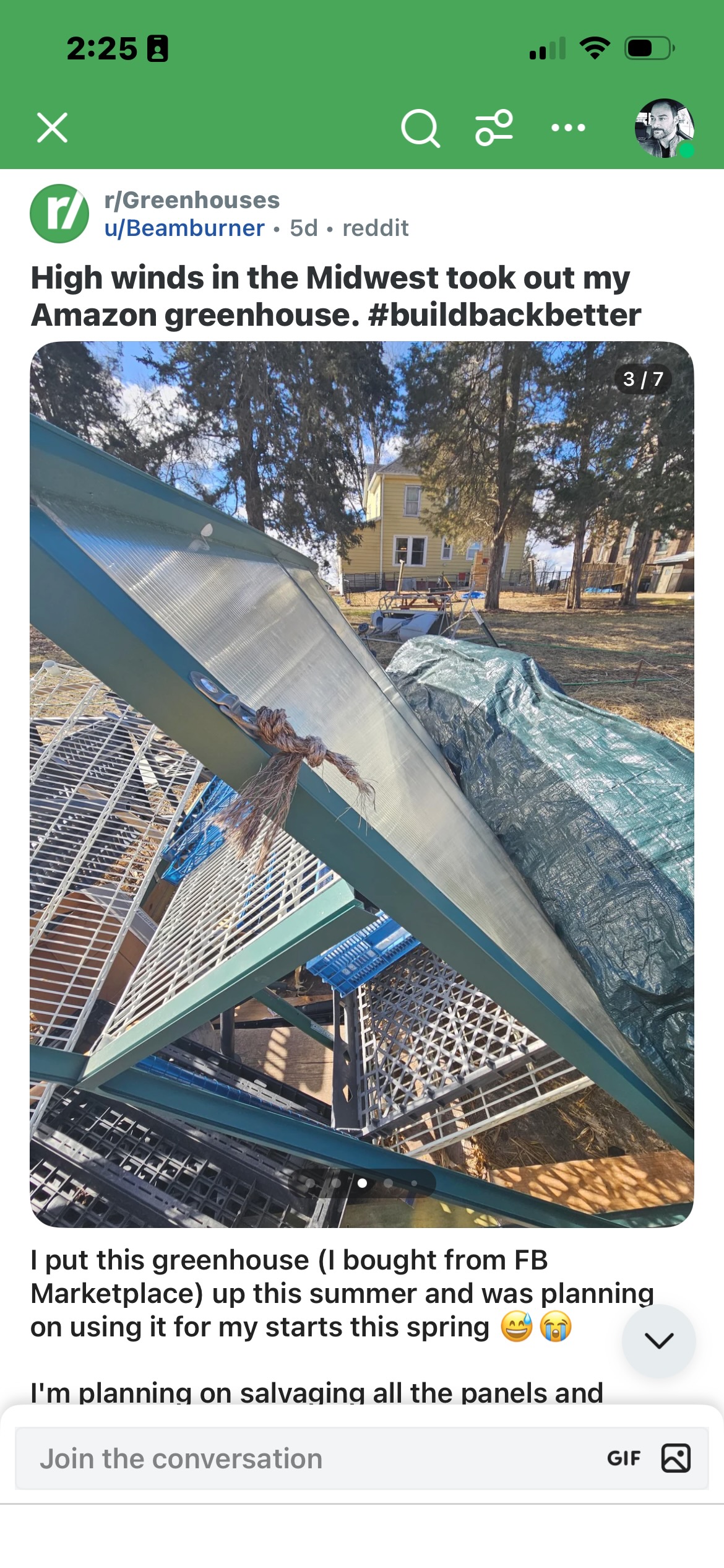 Amazon greenhouse destroyed by wind after a storm